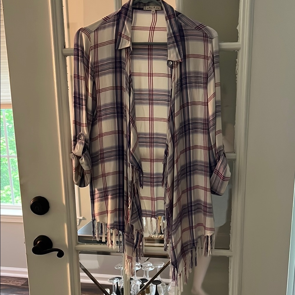 Willow & Clay Red and Blue Plaid Cardigan